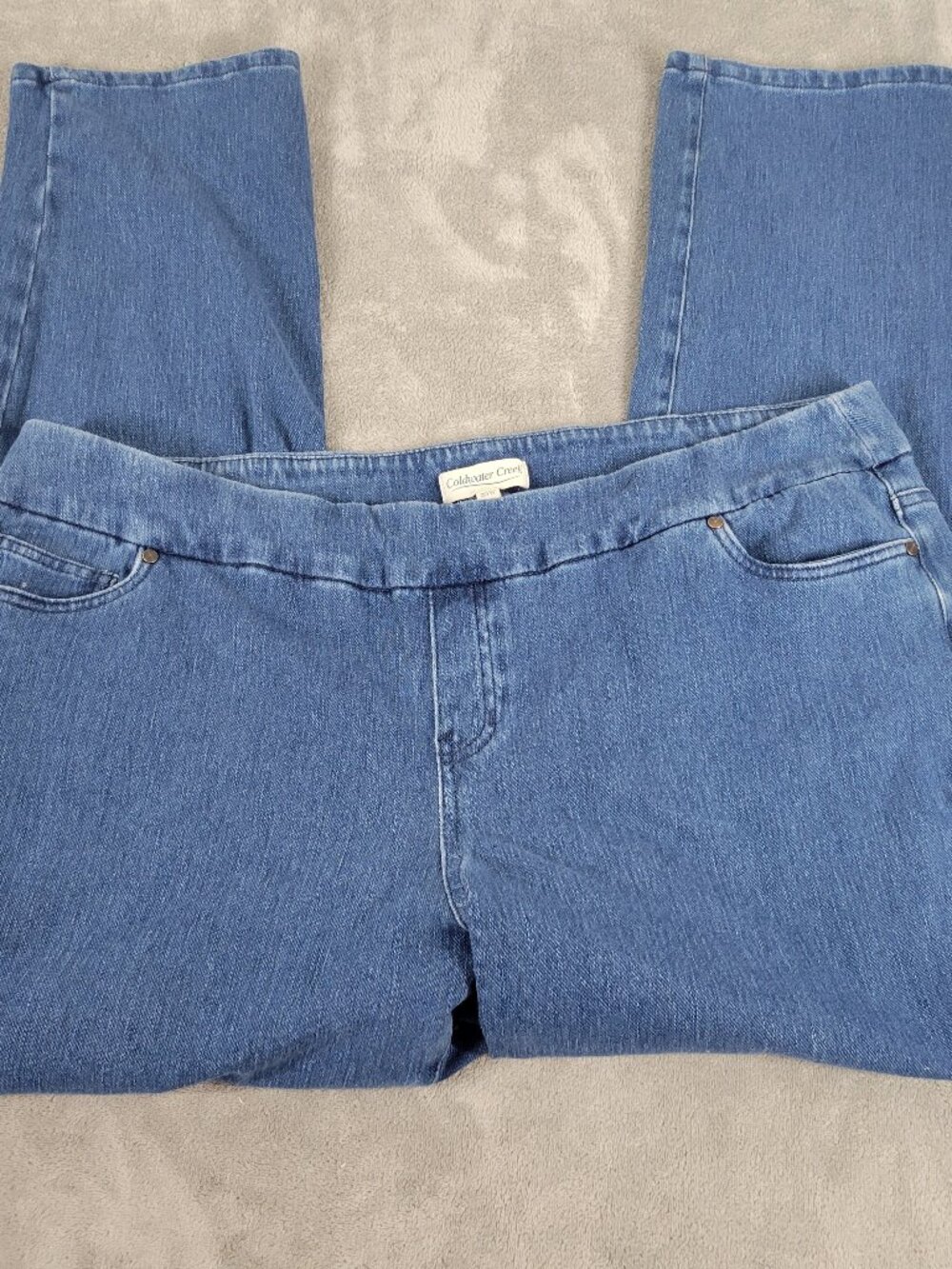 Coldwater Creek Blue Straight Leg Jeans Women 20W Elastic Waist Denim SL28E